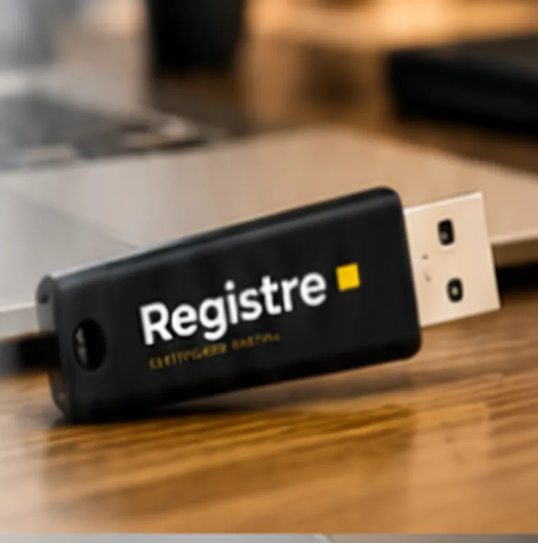 Token USB de certificado digital A3 sobre mesa de trabalho